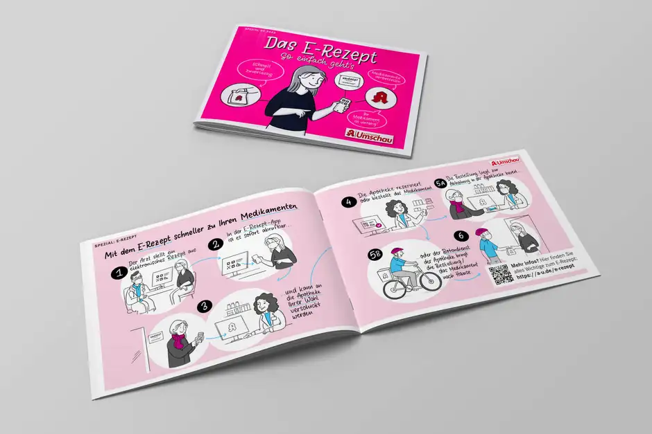 Illustrationen f&uuml;r die Apotheken Umschau zum Thema E-Rezept &ndash; Wie funktioniert das E-Rezept