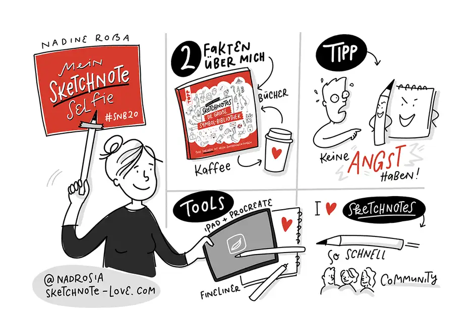 Sketchnotes Selfie Nadine Ro&szlig;a